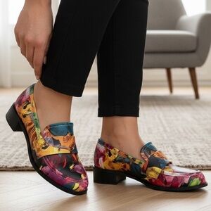FYS Casual Colorful Slipon Loafers Closed Toe Block Heel